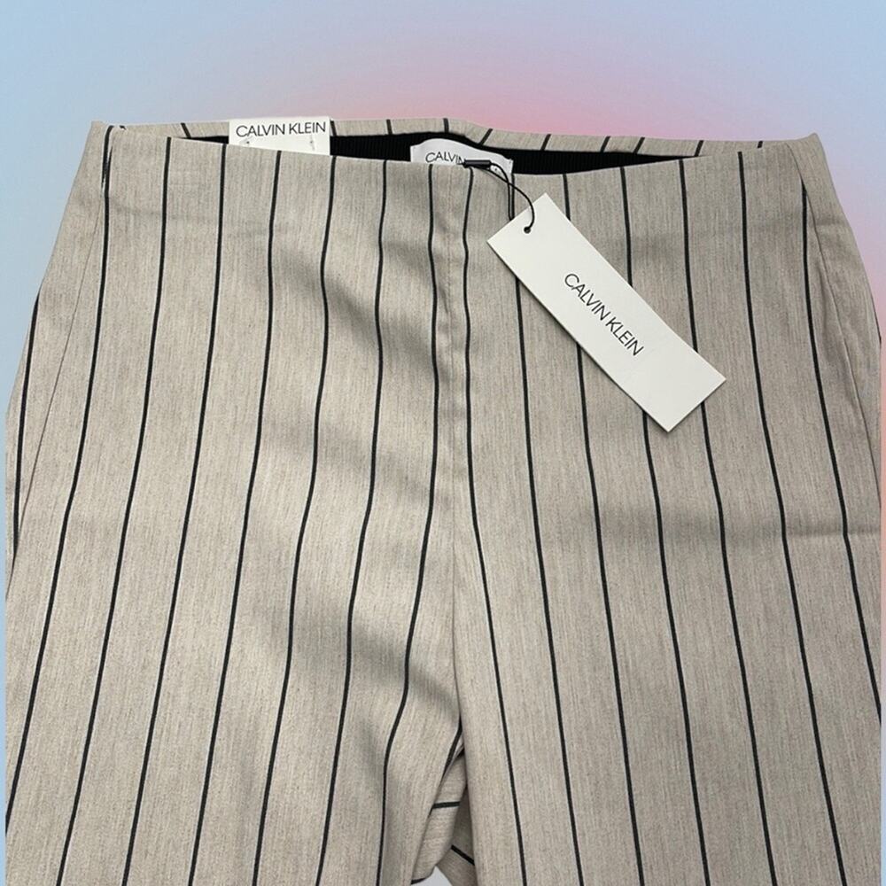 CALVIN KLEIN Women’s Small Light Tan Black Striped Pull On Pant